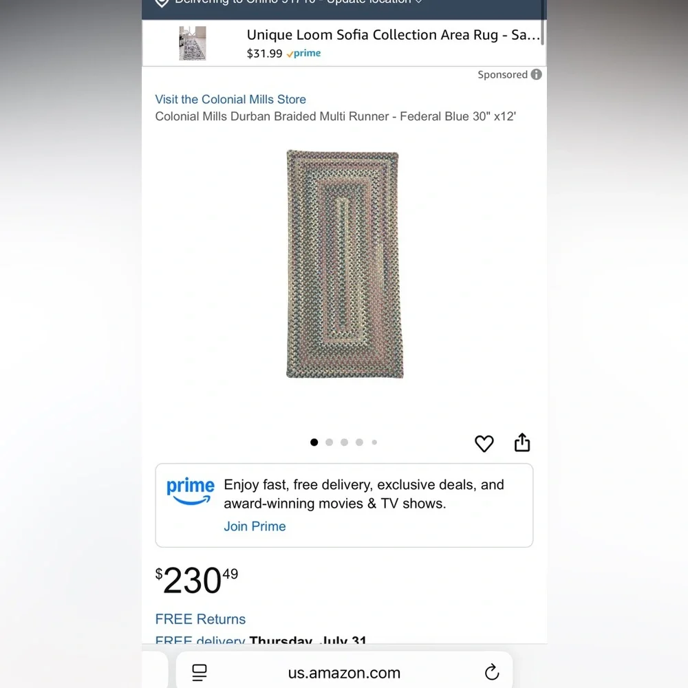 Colonial Mills Durban Braided Multi Runner - Federal Blue 30